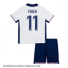 Camiseta Inglaterra Phil Foden #11 Primera Equipación Replica Eurocopa 2024 para niños mangas cortas (+ Pantalones cortos)